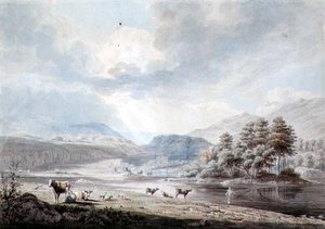 Lake amongst Hills (penna & bläck, akvarell och tvätt på papper) av Edward Dayes