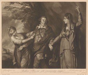 Porträtt av David Garrick mellan komedi och tragedi