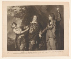 Porträtt av David Garrick mellan personifieringar av komedi och tragedi För att returnera personen känner till lämpligheten för varje (titel på objekt)