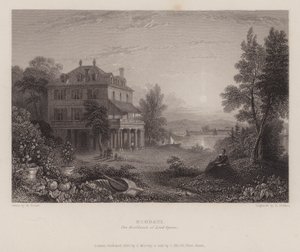 Villa Diodati, Lord Byrons residens (gravyr) av Edward Francis (after) Finden