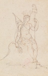 An Allegory of America Carrying the Cap of Liberty, ca 1760-1848 (penna, svart bläck, grafit och röd krita) av Edward Francis Burney