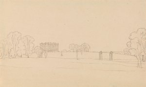 Avlägsen utsikt över Easton Neston, Northants av Edward Francis Burney