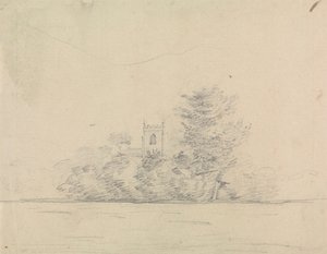 Landskap med kyrkan av Edward Francis Burney