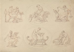Sex studier av mor och dotter som spelar av Edward Francis Burney
