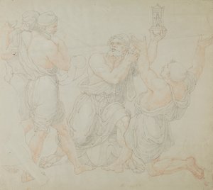 Studie för figurerna av Demitrius och två arbetare av Edward Francis Burney