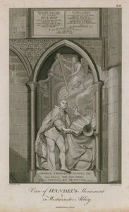 Vy över Händels monument i Westminster Abbey av Edward Francis Burney