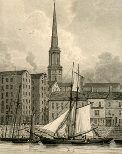 St. Georges Church från Docks, Liverpool, c1830.