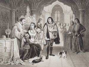 Edvard IV:s söner skiljs från sin mor av Richard Duke of Gloucester, 16 juni 1483, från "Illustrations of English and Scottish History" Volume I