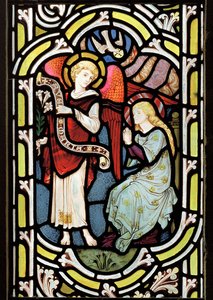 Bebådelsen, ca 1878 (målat glas)