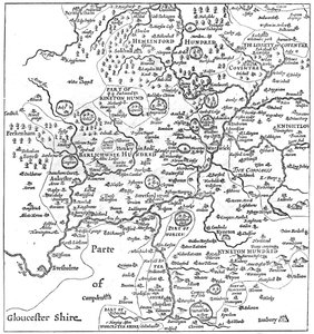 En karta över Stratford-upon-Avon och dess omgivande områden, 1610 1885.