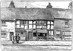 Shakespeares födelseplats före restaurering, Stratford-upon-Avon, Warwickshire, 1885.