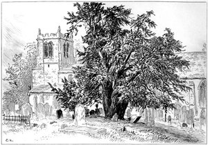 Snitterfield kyrka, Snitterfield, Warwickshire, 1885.