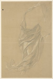 Draperistudie av en figur som kliver till höger, kappan kastad över huvudet av Edward Jakob von Steinle