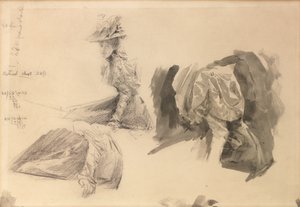 Skisser av en kvinna för Boulters Lock, söndag eftermiddag av Edward John Gregory