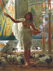 Mata den heliga Ibis i Halls of Karnac (olja på duk) av Edward John Poynter