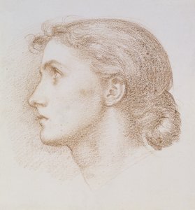 Huvudstudie av en ung kvinna, ca 1880 (krita på papper) av Edward John Poynter