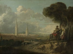 Coventry från Hillfields, ca 1807 av Edward Junior Rudge