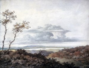 Landsbygdslandskap med senare molnstudier av Luke Howard (1772-1864) c.1808-11 (wc på papper)