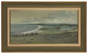 Utsikt över lindamm, gamla fält (akvarell och gouache på papper) av Edward Lange