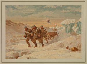 Polarskisser. Återvänder till fartyget efter ett misslyckat försök att hitta Nordpolen av Edward Lawton Moss