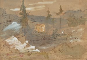 Ett helgedom nära Khania på Kreta, Grekland av Edward Lear