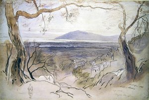 Utsikt över Levkas, Joniska öarna av Edward Lear