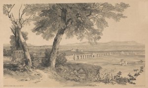 Roms landsbygd sedd från Villa Mattei, ur ”Vyer i Rom och dess omgivningar”, 1841 av Edward Lear