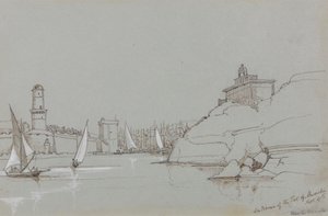 Ingång till Marseilles hamn av Edward Lear