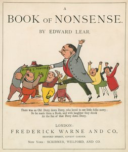 Framsidan av "A Book of Nonsense", utgiven av Frederick Warne and Co., London, ca 1875 av Edward Lear
