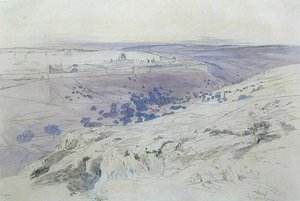 Jerusalem, 24-28 april 1858 (penna, bläck och akvarell på papper) av Edward Lear