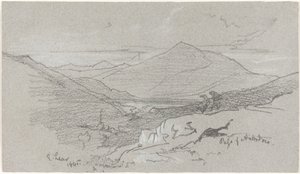 Bergsutsikt från Antrodoco, 1845. av Edward Lear