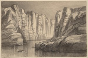 Flod som slingrar sig genom en klippformation (Philae, Egypten) av Edward Lear