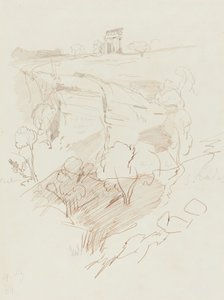 Ruinerat tempel på en kulle, 1864. av Edward Lear
