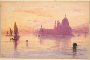 Santa Maria della Salute, Venedig, vid solnedgången av Edward Lear