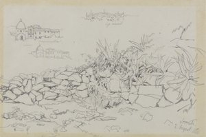 Sorrento, 2 augusti 1838 (grafit på grått vävt papper) av Edward Lear