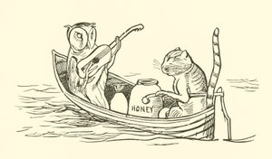Uggla och fittkatten (gravyr) av Edward Lear
