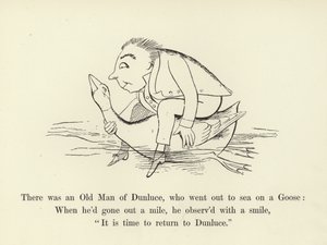 Det var en gammal man från Dunluce, som gick ut på havet på en gås av Edward Lear