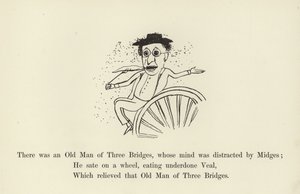 Det fanns en gammal man med tre broar, vars sinne distraherades av Midges av Edward Lear