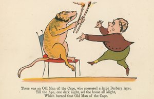 Det var en gammal man från udden, som ägde en stor barbariska apa, från "A Book of Nonsense", utgiven av Frederick Warne and Co., London, ca 1875