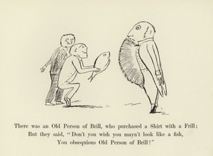 Det var en gammal person av slätvar, som köpte en skjorta med volang av Edward Lear