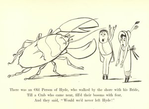 Det var en gammal person från Hyde, som gick vid stranden med sin brud av Edward Lear