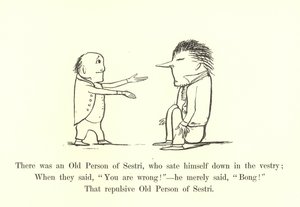 Det var en gammal person från Sestri, som satte sig i sakristian av Edward Lear