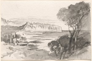 Utsikt över en bukt (Monaco) av Edward Lear