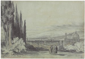 Utsikt över Florens med Duomo i fjärran, 1839 av Edward Lear