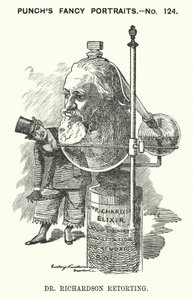 Punch tecknad: Benjamin Ward Richardson, engelsk läkare (gravyr) av Edward Linley (after) Sambourne