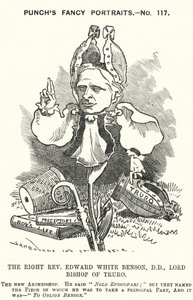 Punch tecknad: Edward White Benson, engelsk biskop (gravyr) av Edward Linley (after) Sambourne