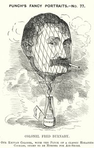Punch tecknad: Frederick Burnaby, brittisk armés underrättelseofficer och ballongfarare (gravyr) av Edward Linley (after) Sambourne