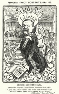 Punch tecknad: George Augustus Sala, engelsk författare och journalist (gravyr) av Edward Linley (after) Sambourne