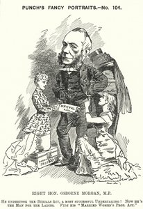 Punch tecknad: George Osborne Morgan, walesisk advokat och liberal politiker (gravyr) av Edward Linley (after) Sambourne