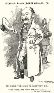Punch tecknad: Henry Charles Fitzroy Somerset, 8:e hertigen av Beaufort, engelsk soldat och konservativ politiker (gravyr) av Edward Linley (after) Sambourne
